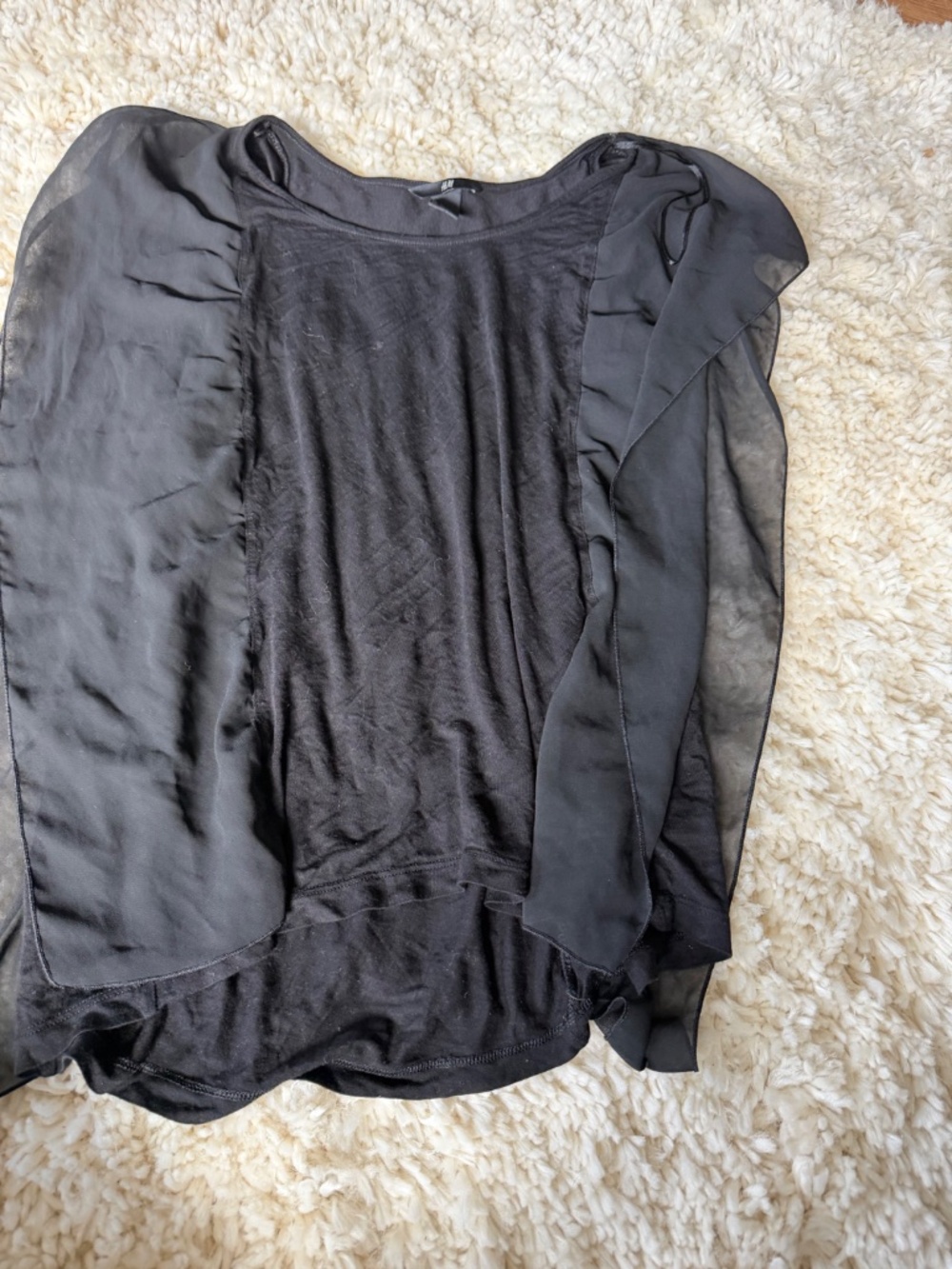 Lightweight H&M blouse H&M Black Sheer vintage of flow off the shoulder, unique - Picture 2 of 5